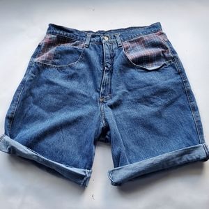Zena USA Made Denim Y2K Plaid High Waist Shorts